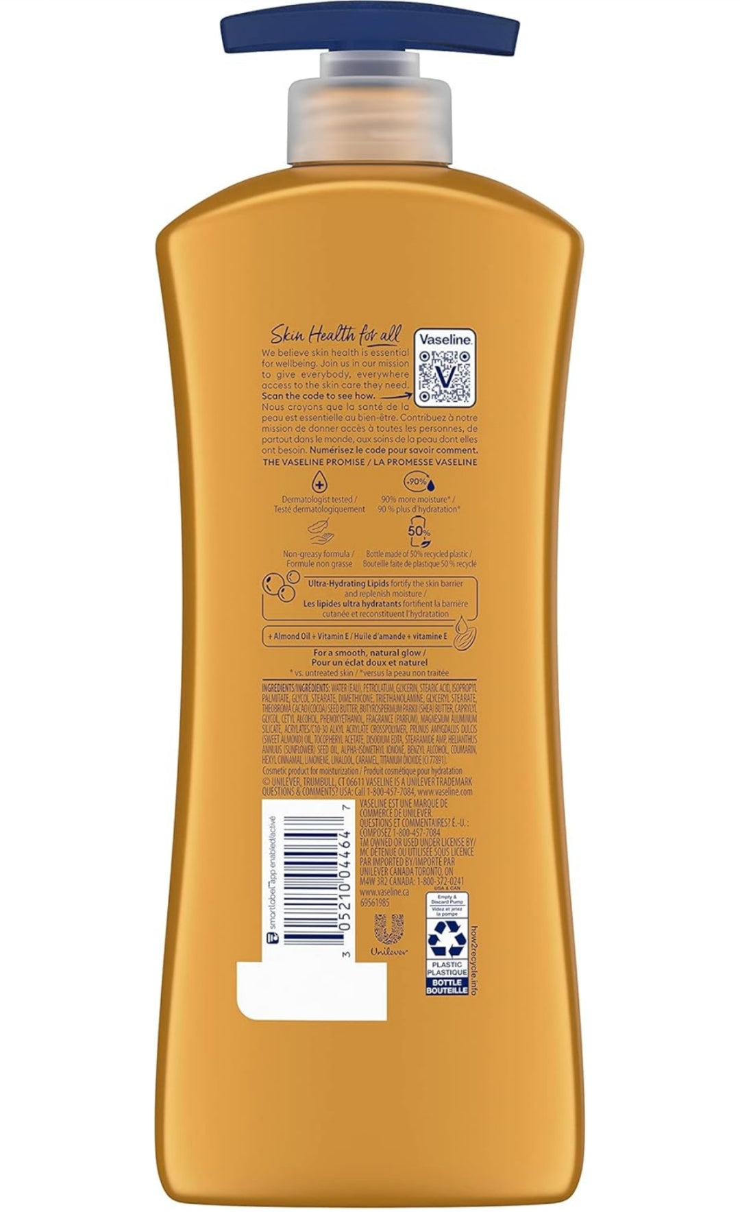 Vaseline Intensive Care hand and body lotion Almond Smooth for Rich Moisturization 20.3 Oz