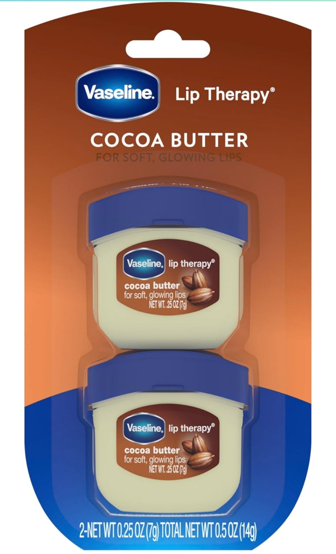 Vaseline Lip Therapy Lip Balm Mini 2 Pack Cocoa Butter For Dry Cracked Skin 0.25 oz