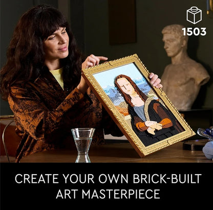 LEGO Kuns Mona Lisa-boustel - Leonardo da Vinci-muuruitstalling - Ideaal vir legkaart- en kunsgeesdriftiges - Sluit afneembare raam in