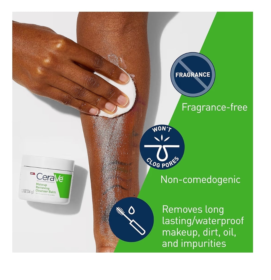 CeraVe Reinigingsbalsem-grimeringverwyderaar, Waterdigte Grimeringverwyderaar met Seramiede & Plantgebaseerde Jojoba-olie om te Voed & te Hidreer (1.3 Oz)