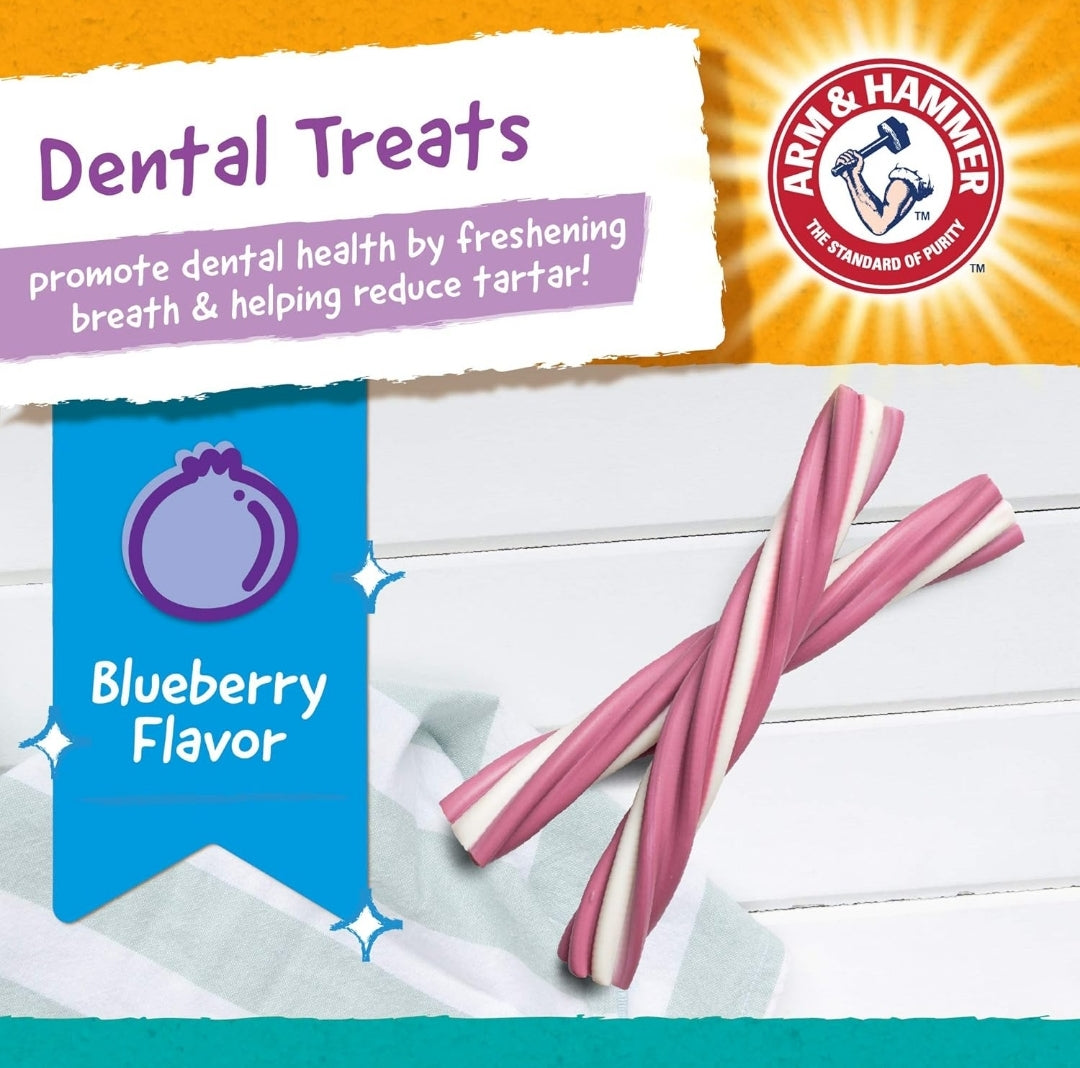 Arm & Hammer Pets Dental Treats for Dogs w/ Baking Soda and Calcium - Blueberry (1PK) (Packaging May Vary)