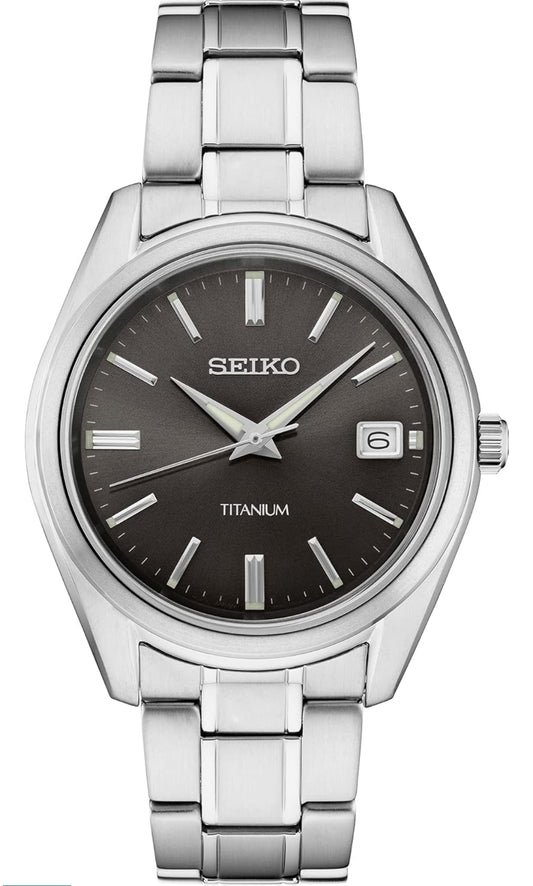 Seiko Mans Noodsaaklike Swart Horlosieplaat