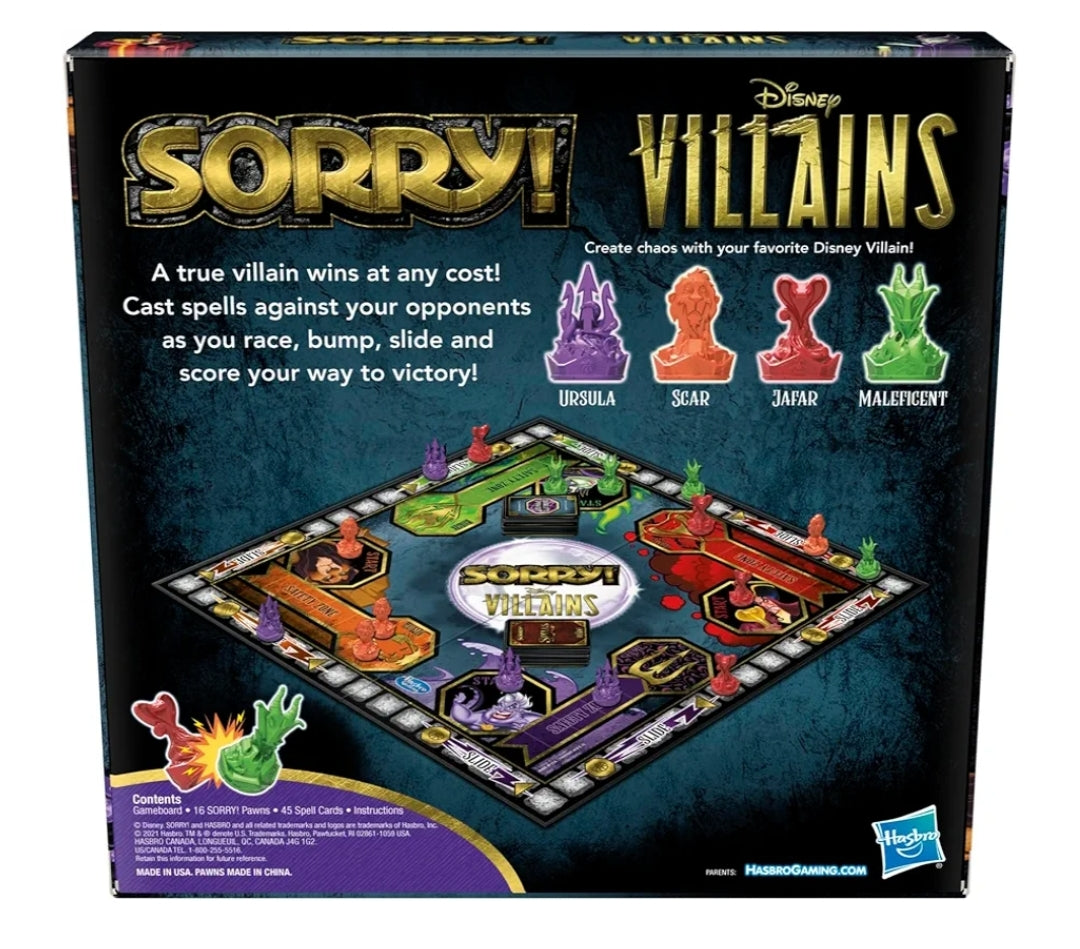 Hasbro Gaming Sorry! Board Game: Disney Villains Edition Kids Game