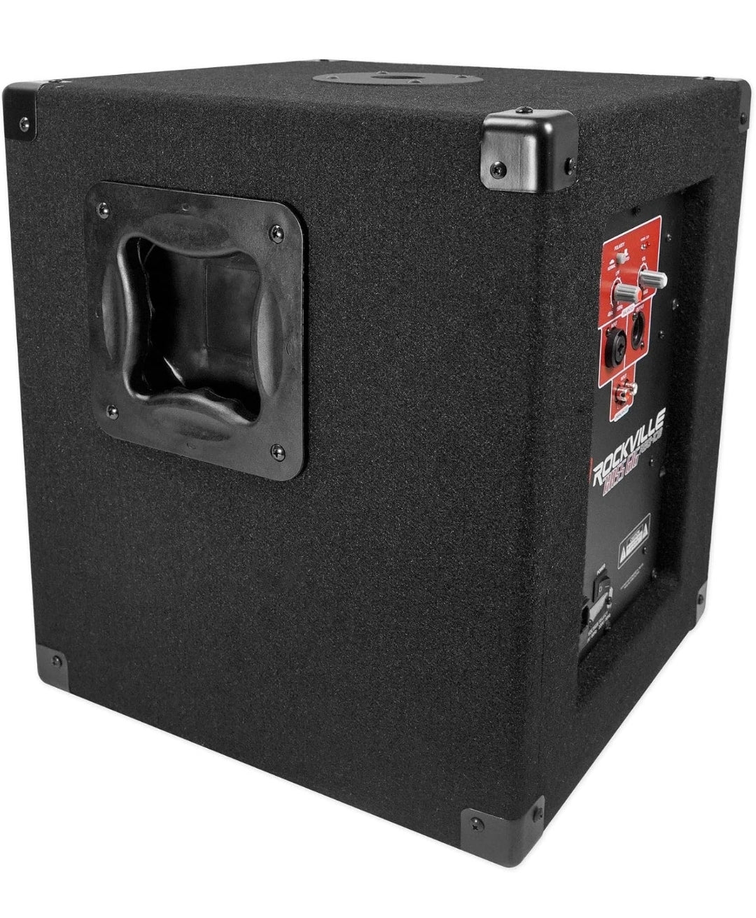 Rockville RBG10S Aktiewe PA-Subwoofer, Kompak, 10", 1200W, Diep Bas, Veranderlike Crossover, Ingeboude Beperker, Paalmontering, Ideaal vir DJ, Huispartytjies