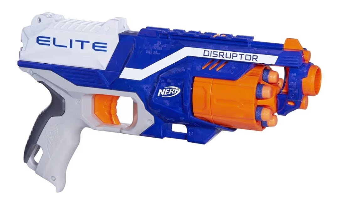 NERF Disruptor Elite Blaster - 6-Dart Rotating Drum, Slam Fire, Includes 6 Official Nerf Elite Darts