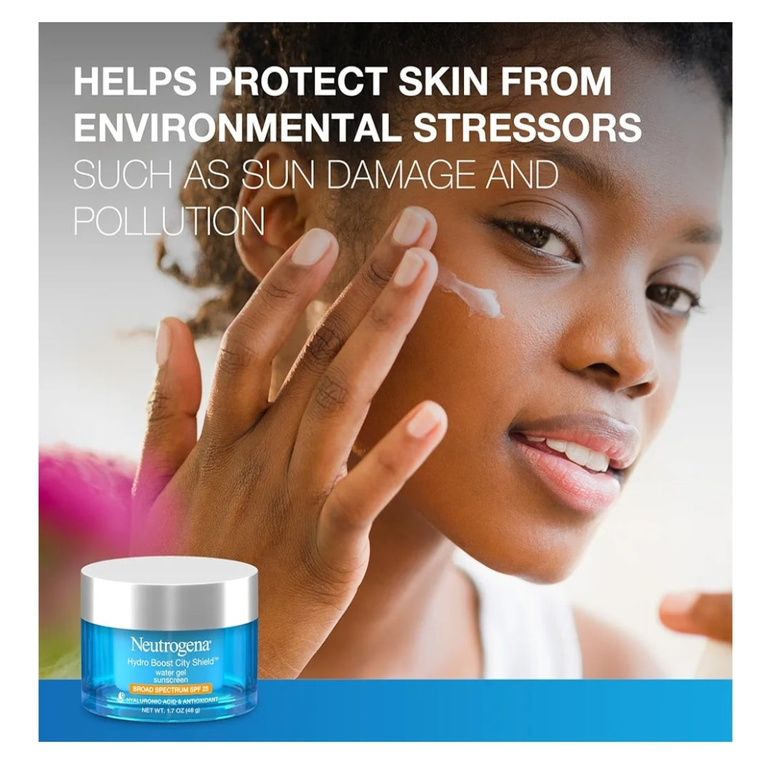 Neutrogena Hydro Boost City Shield Water Gel Gesigbevogtiger SPF 25 met Hialuroniese Suur Olievry en Nie-Komedogenies (1.7 fl.oz.)