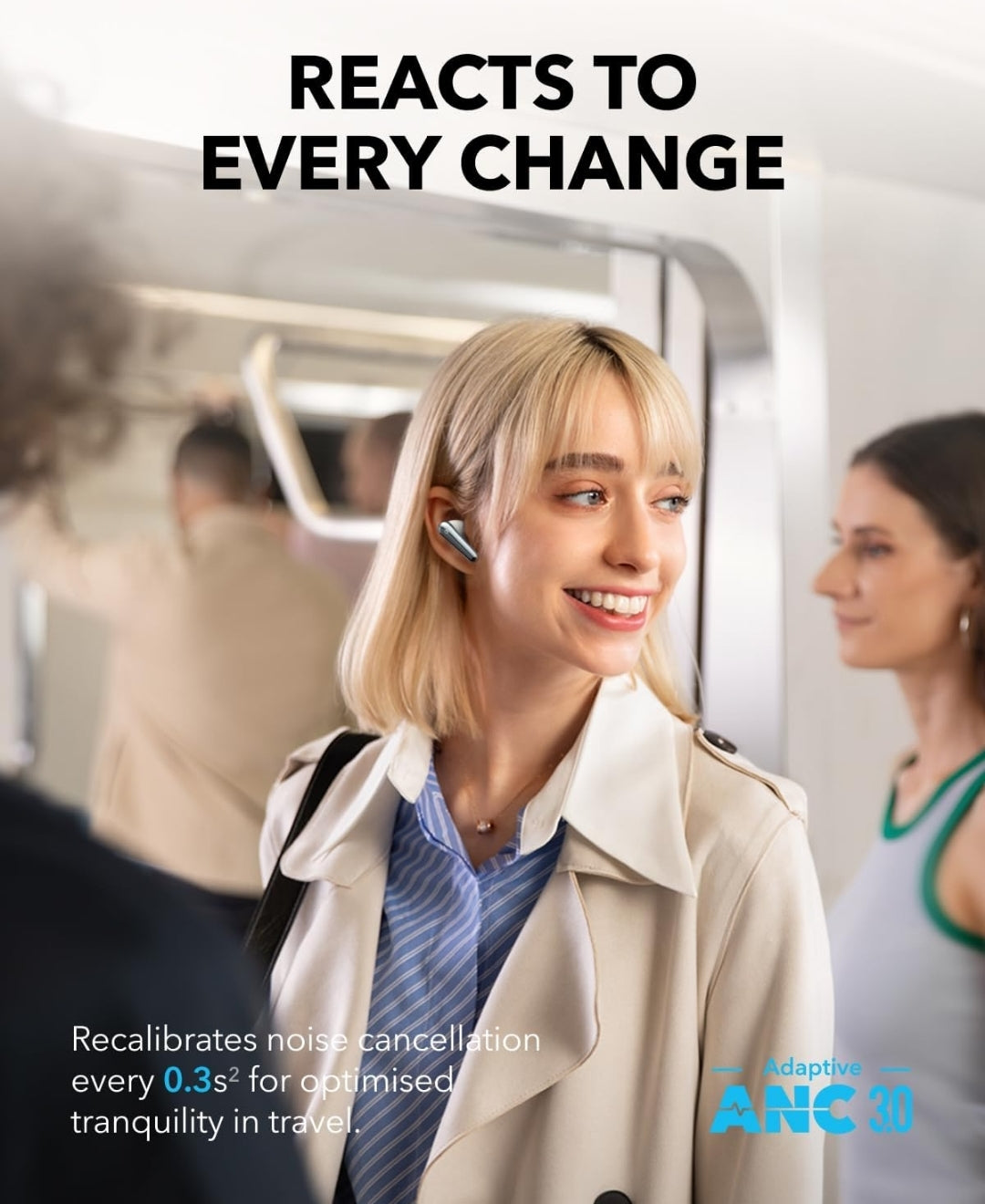 Soundcore Liberty 4 Pro by Anker, Noise Cancelling Wireless Earbuds, 7-Sensor and Real-Time Adaptive Noise Cancelling, 2× Faster Charging, Studio-Level Hi-Fi Music, Clear Calls with 6 Mics and AI