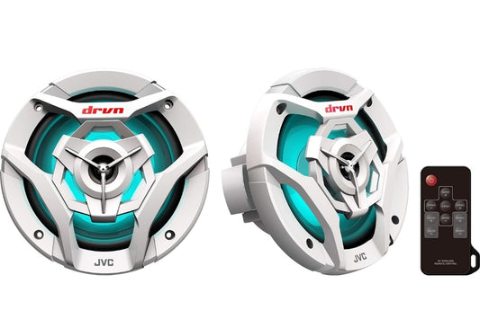JVC CS-DR620MBL 6.5 Duim Motor & Mariene, Motorsport, Klankstelsel Stereo 2-rigting Luidsprekers met Koel Ingeboude RGB LED-ligte, Weerbestand IPX5, 260 Watt, UV-beskermde Roosters Ingesluit – Swart