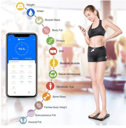 Bluetooth Digital Weight Scale,Smart Body Composition Analyzer with Smart Tape Measure Body with App