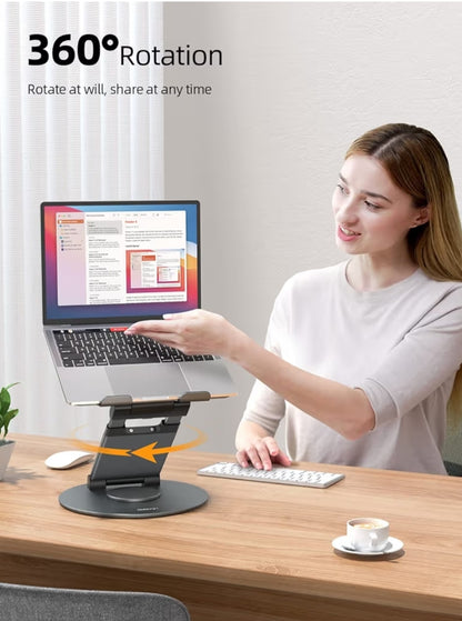 Teleskopiese 360 Roterende Skootrekenaarstaander vir lessenaar Verstelbare Hoogte Swenk Uittrekontwerp Ergonomiese Skootrekenaarverhogeromskakelaar Pas Alle 10-17" - Grys