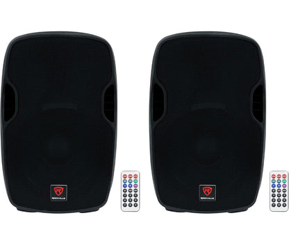 Rockville BUNDEL (2) BPA15 15" Professionele Aangedrewe 800 Watt DJ PA Luidsprekers met Bluetooth