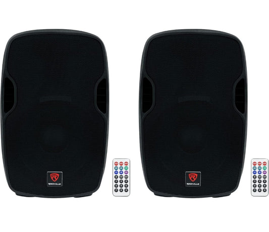 Rockville BUNDEL (2) BPA15 15" Professionele Aangedrewe 800 Watt DJ PA Luidsprekers met Bluetooth