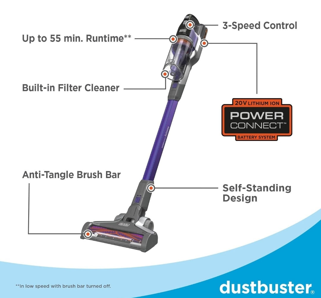 BLACK+DECKER Powerseries Extreme Koordlose Troeteldierhaar Stofsuier, Stofsuier vir Troeteldiere (BSV2020P)