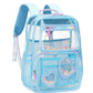Clear Backpack for Girls Women Transparent Kids Elementary College School Bag Travel Laptop Backpacks Large Bookbags (Blue)