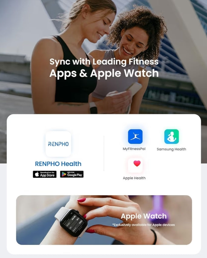 Body Fat Scale and Smart Tape Measure Body via Bluetooth Smartphone App