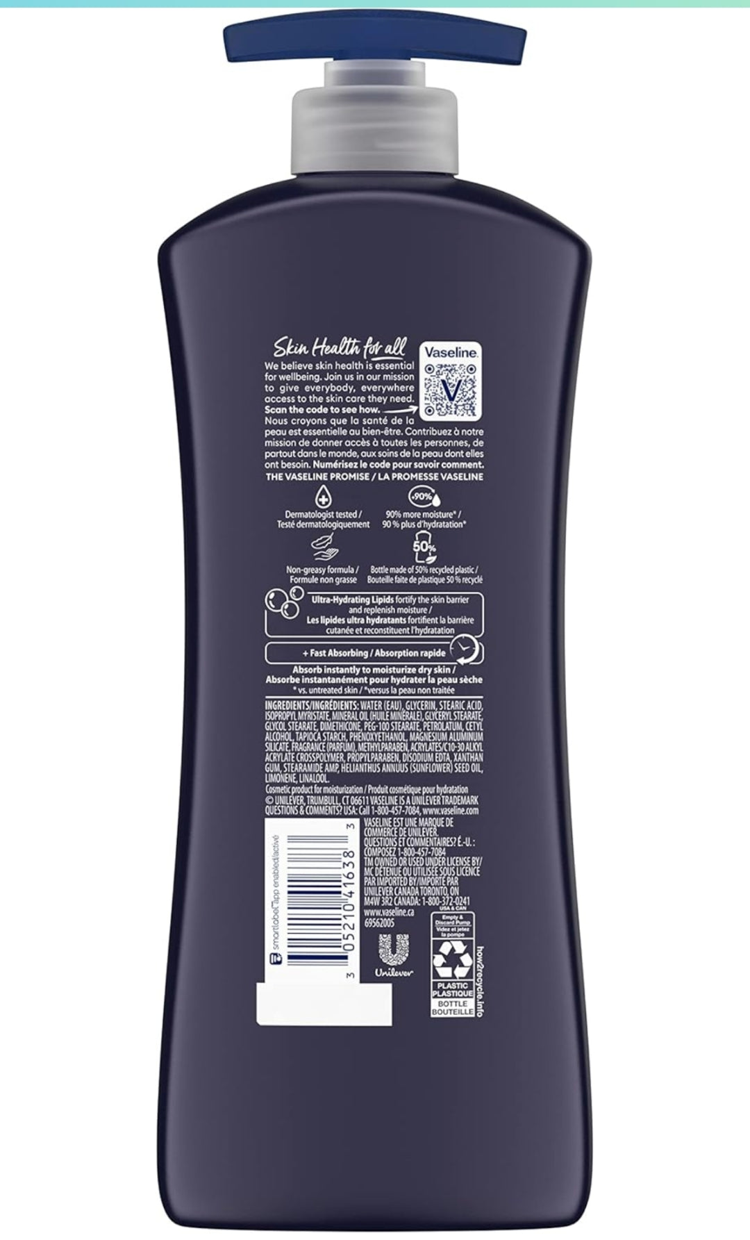 Vaseline Men Fast Absorbing 3-in-1 Face, Hands & Body Lotion for Men, 4 pack For Dry Skin,Absorbs in Just 15 Seconds for Moisturized Skin 20.3 Oz