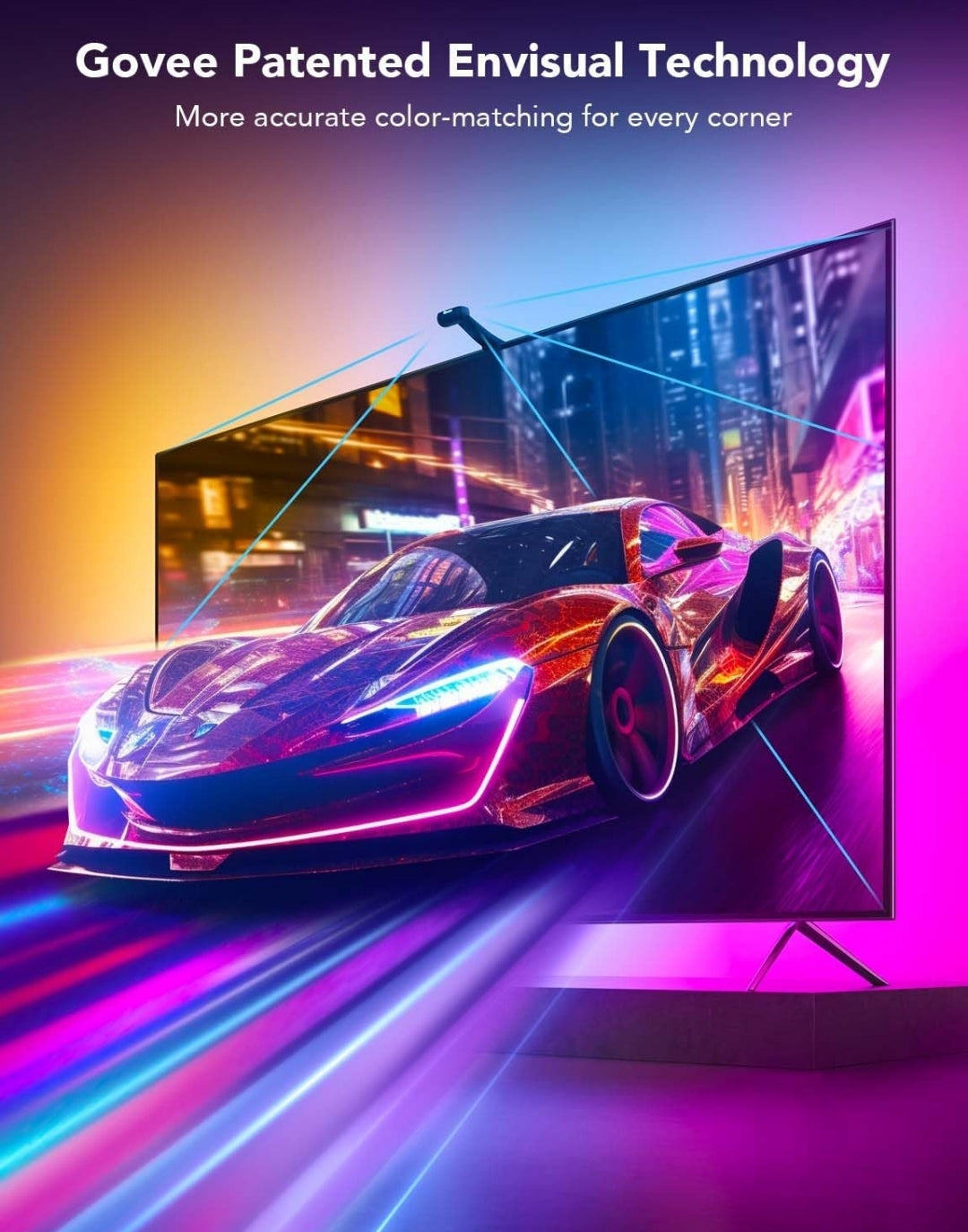 Govee Envisual TV LED Backlight T2 with Dual Cameras, 11.8ft RGBIC Wi-Fi LED Strip Lights for 55-65 inch TVs, Double Strip Light Beads, for Home Decorations, Smart App Control, Music Sync