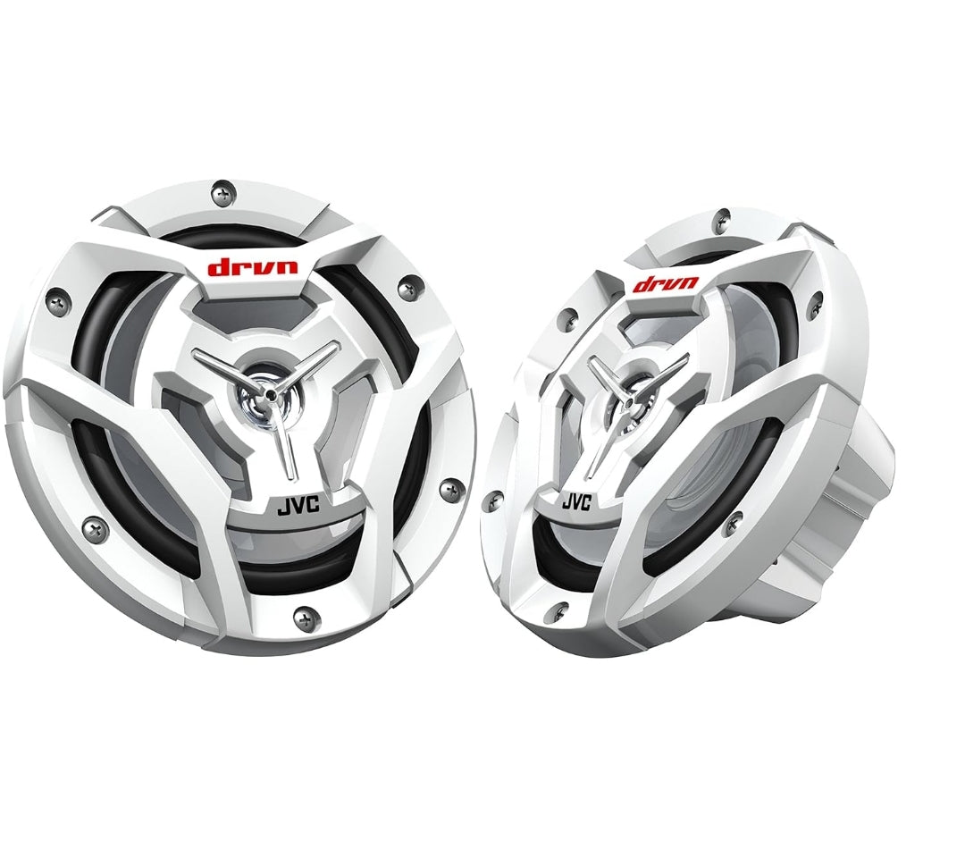 JVC CS-DR6200M Marine 6.5" 2-rigting Koaksiale Luidspreker - Stel van 2 (Wit) met Waterbestande Woofers / UV-bestande Roosters / Maks Krag 150W