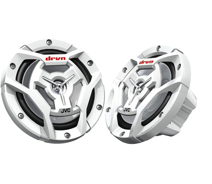 JVC CS-DR6200M Marine 6.5" 2-rigting Koaksiale Luidspreker - Stel van 2 (Wit) met Waterbestande Woofers / UV-bestande Roosters / Maks Krag 150W
