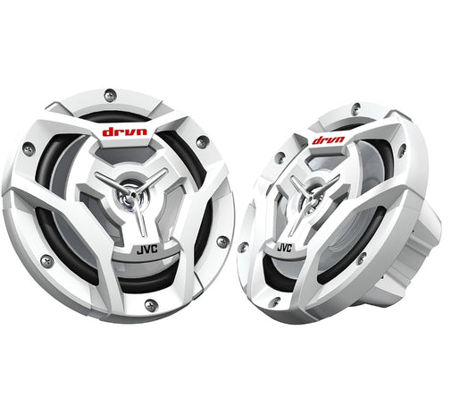 JVC CS-DR6200M Marine 6.5" 2-rigting Koaksiale Luidspreker - Stel van 2 (Wit) met Waterbestande Woofers / UV-bestande Roosters / Maks Krag 150W