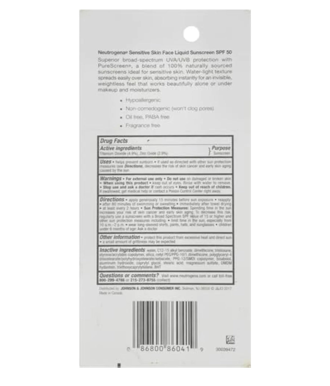 Neutrogena Liquid Mineral Gesigsonblok met SPF 50 Hipoallergeen, Ongeparfumeerd, Nie-komedogenies (41 ml)