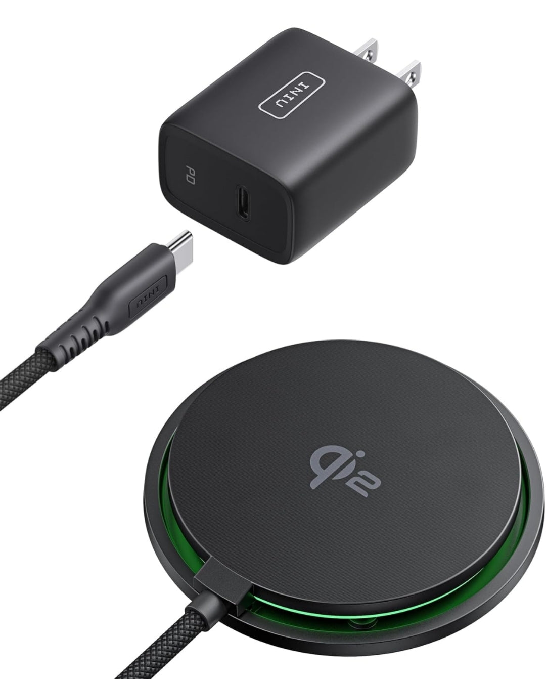 INIU Magnetic Wireless Charger, Qi2 Certified 15W Fast Wireless Charging Pad with Cooling Fan, for iPhone 16 15 14 13 12 Series, AirPods, and More (Adapter Included)
