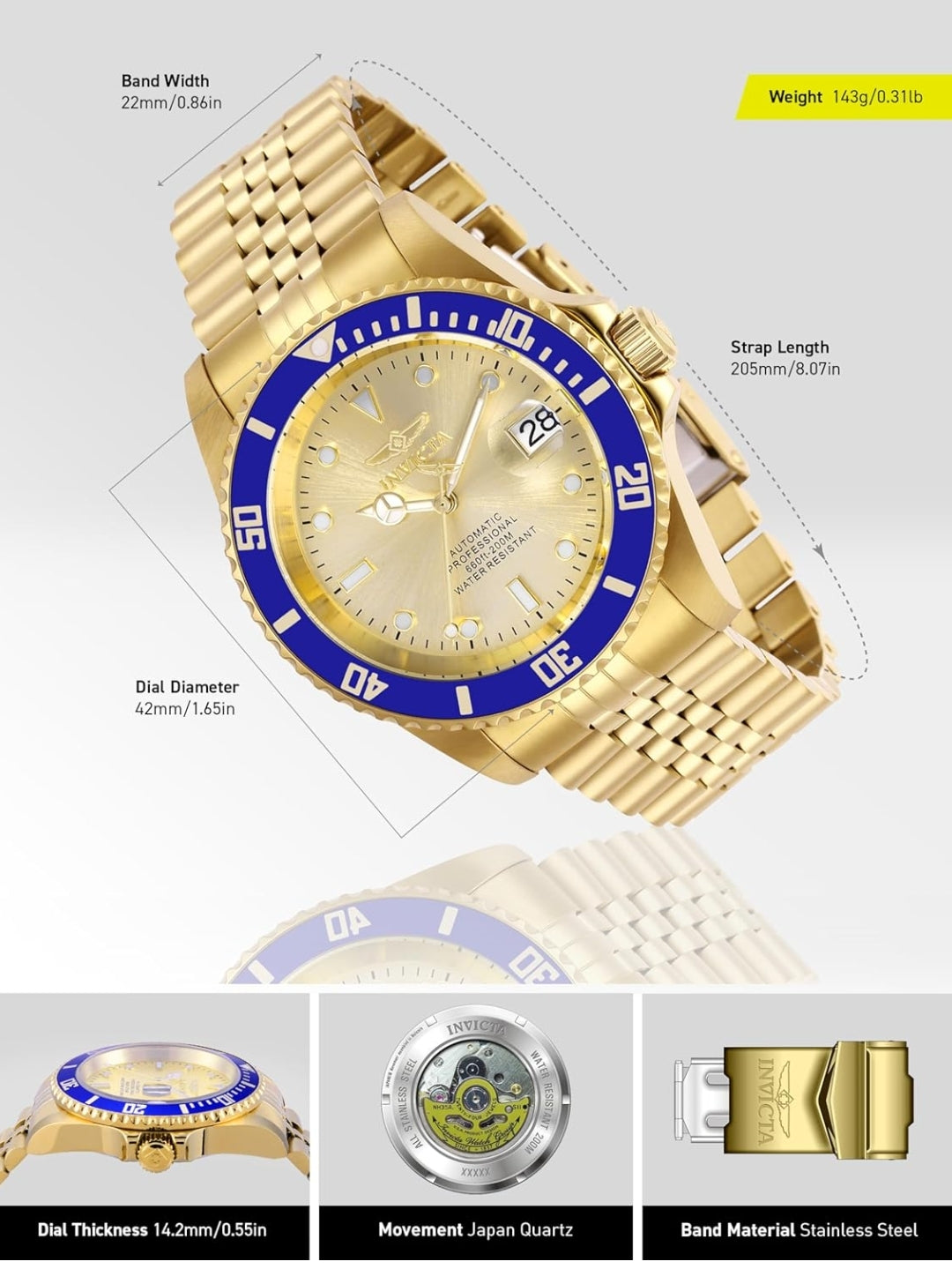 Invicta Men's Pro Automatic Stainless Steel Watch