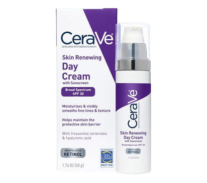 CeraVe Anti-Veroudering Gesigroom SPF 30, Anti-Rimpel Retinol Room met Hialuroonsuur en Seramiede (1.76 oz)