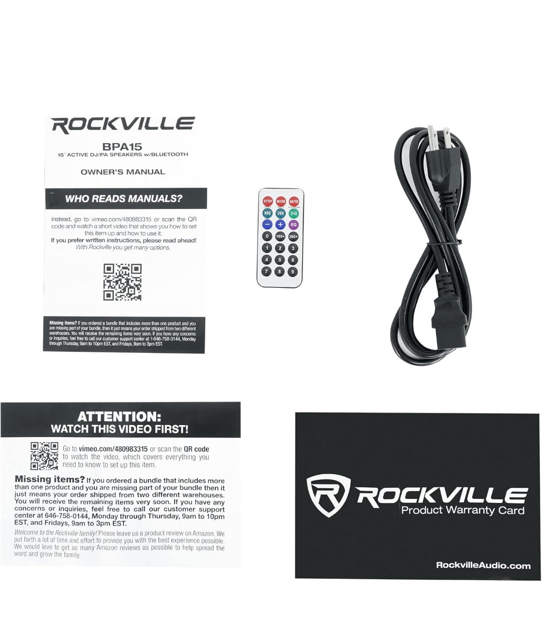 Rockville BUNDLE (2) BPA15 15" Professional Powered 800 Watt DJ PA Speakers w Bluetooth
