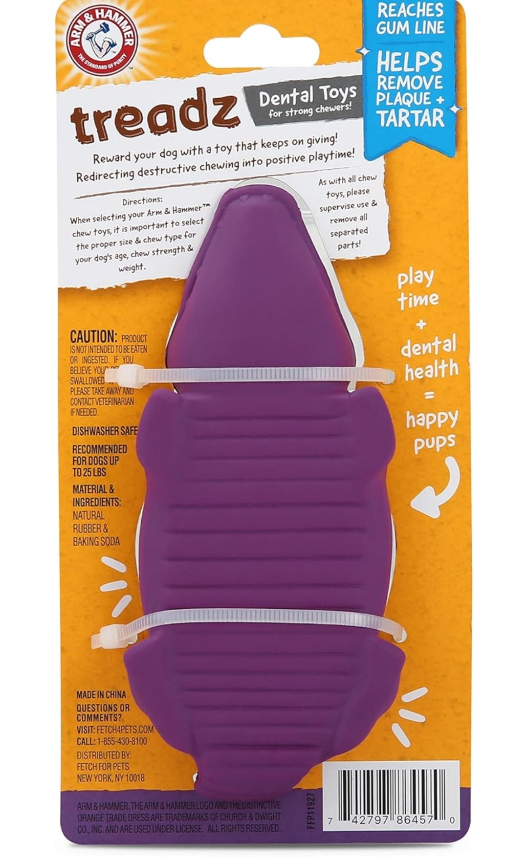 Arm & Hammer for Pets Super Treadz Mini Gator Dental Chew Toy for Dogs Best Dental Dog Chew Toy Dog Dental Chew Toys Reduce Plaque & Tartar Buildup Without Brushing (Pack of 24)