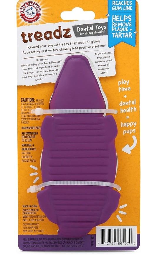 Arm & Hammer for Pets Super Treadz Mini Gator Tandkou Speelding vir Honde Beste Kou Speelding vir Honde Tandekou Speelgoed Verminder Plaque- en Tartaaropbou Sonder Borsel (Pak van 24)