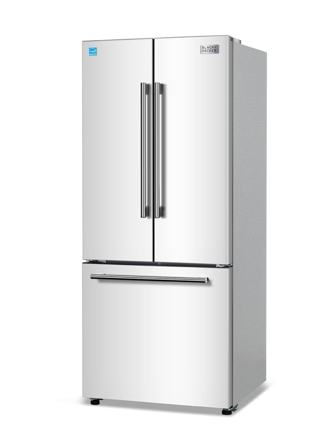 BLACK+DECKER 16 Kub. Vt. Franse Deur Yskas met Ingeboude Ysmaker, Volgrootte Yskas met Ondergemonteerde Vrieslaai, ENERGY STAR gesertifiseer, Wit