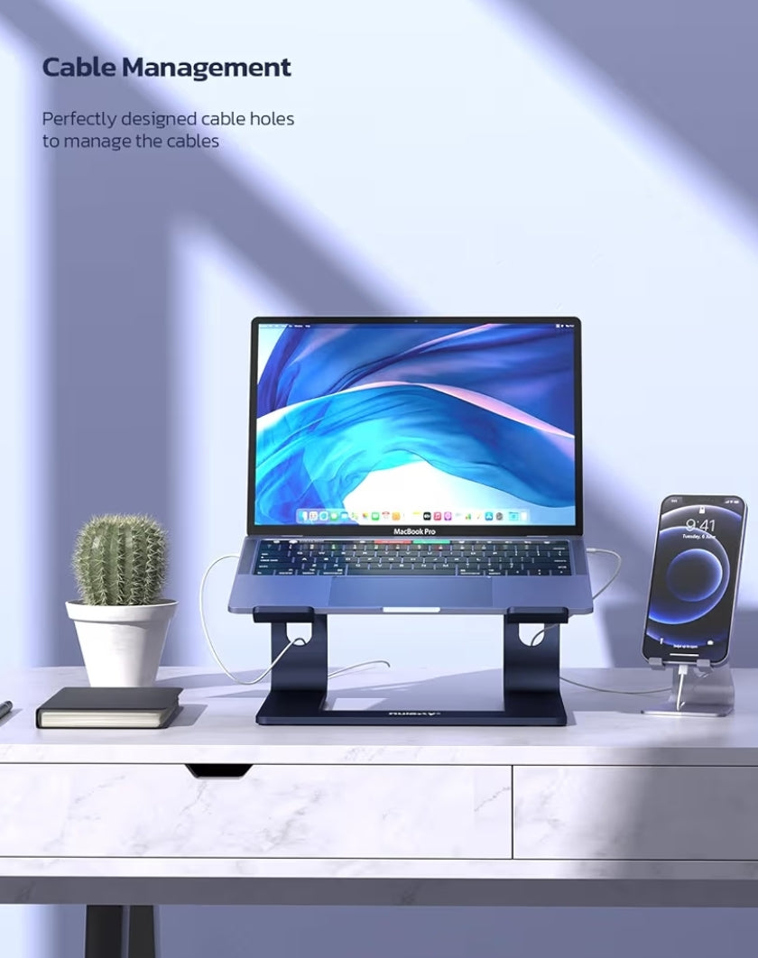 Ergonomiese Aluminium Skootrekenaarstaander, Afneembare Verhogerhouer Versoenbaar met MacBook Air Pro, Dell XPS, HP, Lenovo 10-15.6” (G-Blou)