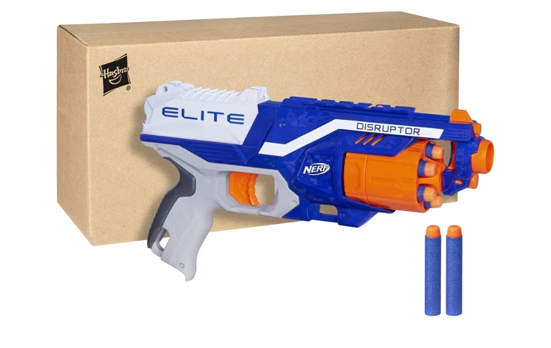 NERF Disruptor Elite Blaster - 6-Dart Rotating Drum, Slam Fire, Includes 6 Official Nerf Elite Darts