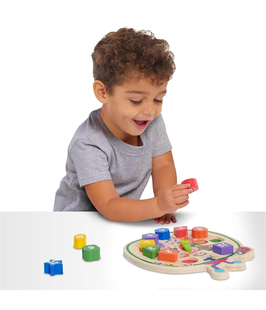 CoComelon Count with Me Wooden Clock, Recycled Wood, Learning and Education, Officially Licensed Kids Toys for Ages 18 Month by Just Play