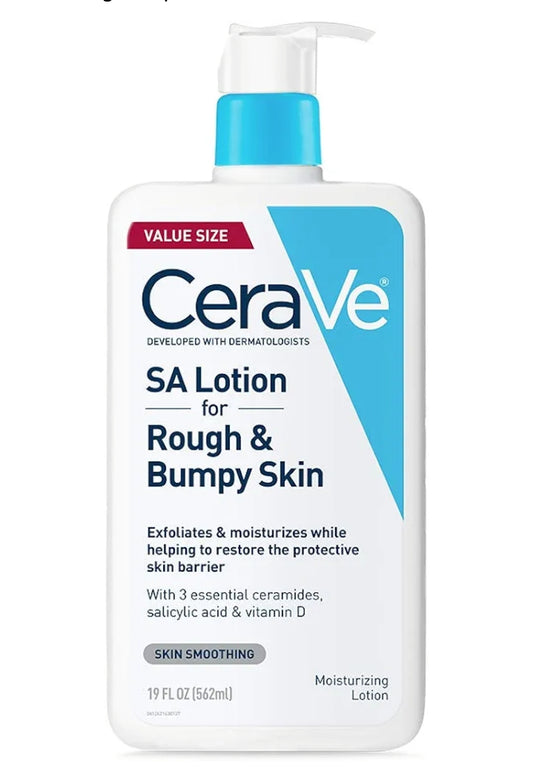 CeraVe SA-lotio vir droë en stamperige vel, Vitamien D, Hialuronsuur, Melksuur, Niasienamied en Salisielsuur, Sagte afskilfering (19 Oz)