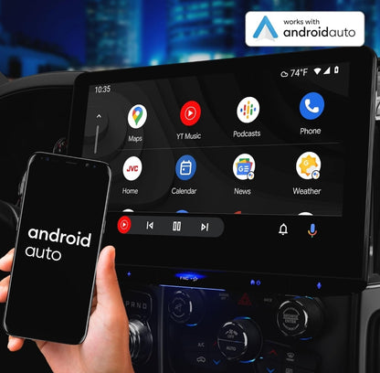 JVC Bluetooth-motorstereontvanger met USB-poort – 10.1" drywende raakskerm HD-skerm, AM/FM-radio - MP3-speler - Dubbel DIN - Waze-gereed met Apple CarPlay of Android Auto (Swart)