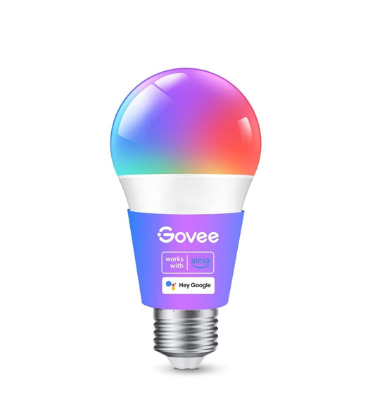 Govee Slim Gloeilampe, Kleurveranderende Gloeilamp, Werk met Alexa en Google Assistant, 16 Miljoen Kleure RGBWW, WiFi & Bluetooth LED-Gloeilampe, Musieksinkronisering, A19, 800 Lumens, 1 Pak