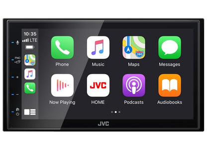 JVC KW-M560BT Apple CarPlay Android Auto Multimediaspeler met 6.8" Kapasitiewe Raakskerm, Bluetooth Oudio en Handvrye Oproepe, MP3-speler, Dubbel DIN, 13-band EQ, SiriusXM, AM/FM Motorradio