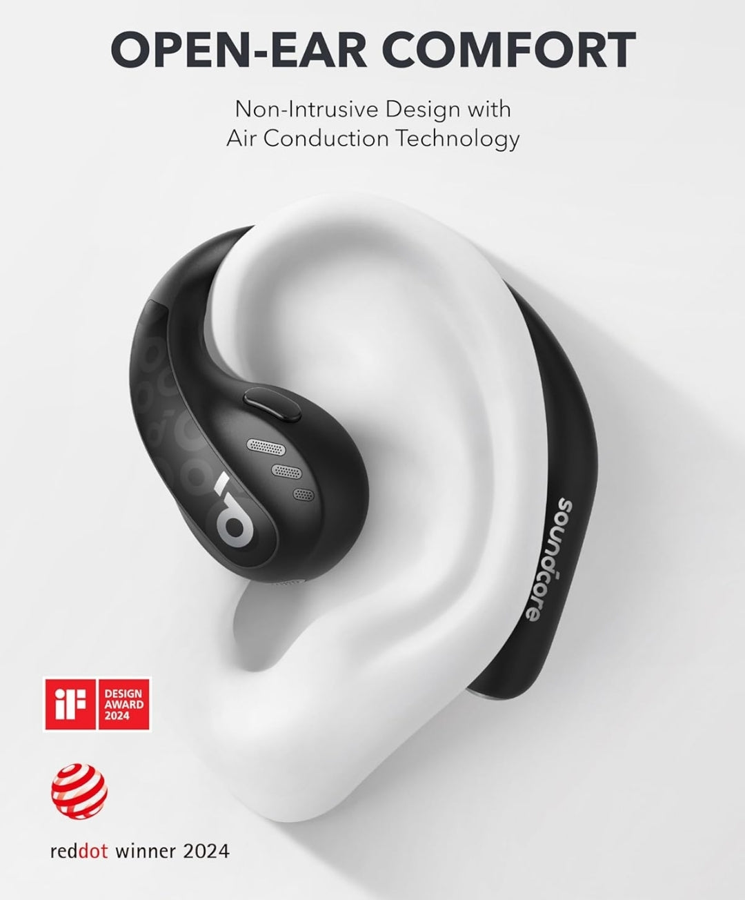Soundcore by Anker AeroFit Pro Open-Ear Headphones, Ultra Comfort, Secure Fit, Ergonomic Design, Rich Sound with LDAC, Bluetooth 5.3, IP55 Water-Resistant, 46H Playtime, App Control, Wireless Earbuds