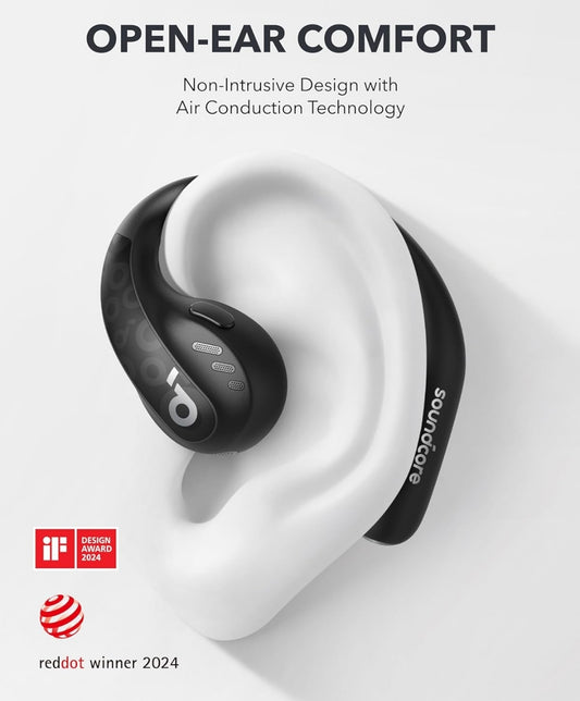 Soundcore by Anker AeroFit Pro Oopoor-koptelefoon, Ultra Gemak, Veilige Pasvorm, Ergonomiese Ontwerp, Ryk Klank met LDAC, Bluetooth 5.3, IP55 Waterbestand, 46H Speeltyd, Toepbeheer, Koordlose Oorfone