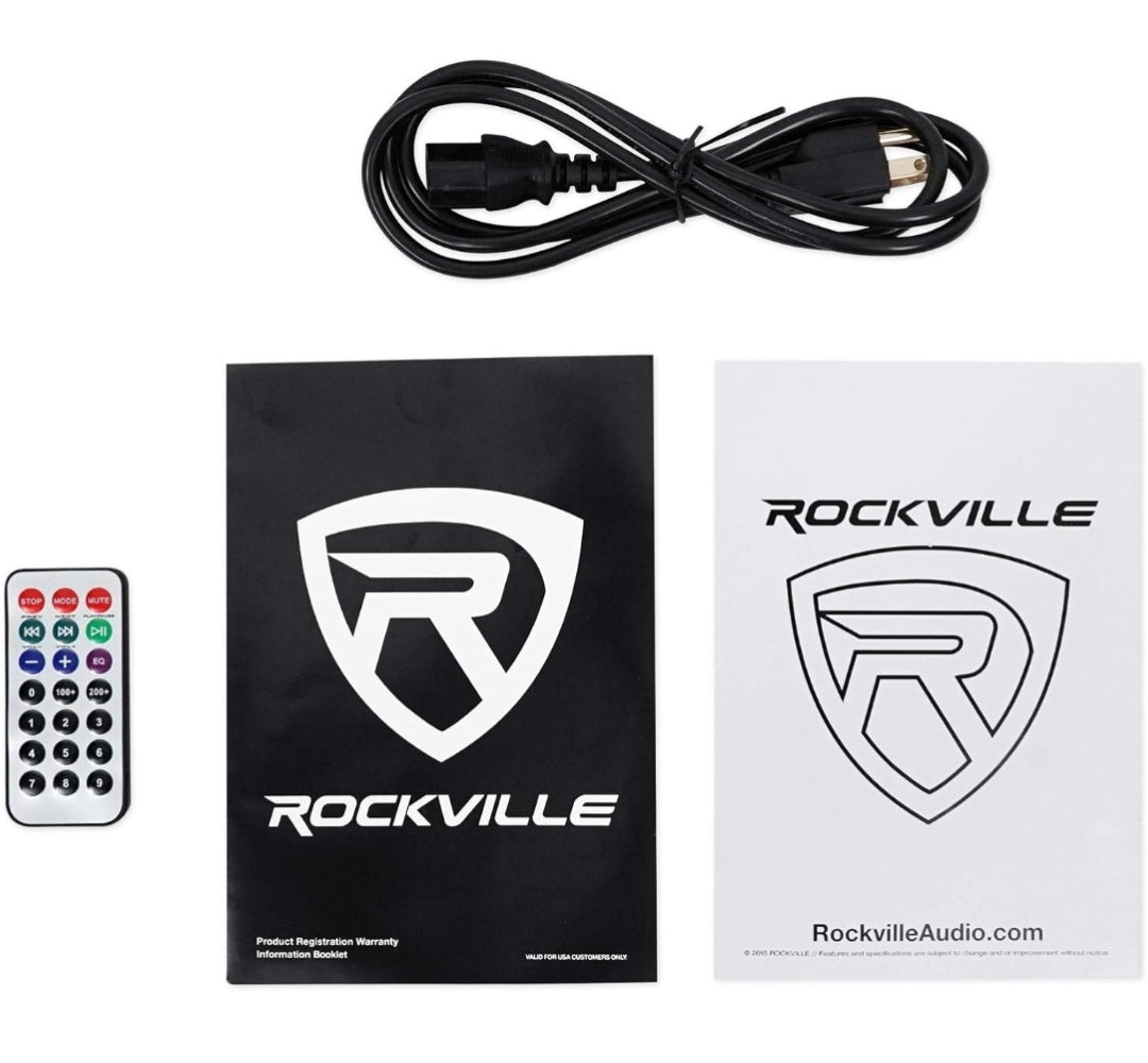 (2) Rockville BPA12 12"Powered Active DJ PA Speaker with Bluetooth, USB, SD, FM Radio, LCD, Stand Mountable, for Events and Performances