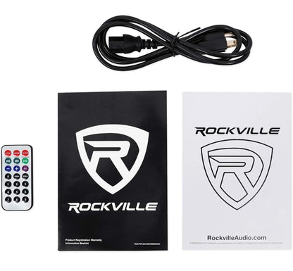 (2) Rockville BPA12 12"Powered Active DJ PA Speaker with Bluetooth, USB, SD, FM Radio, LCD, Stand Mountable, for Events and Performances