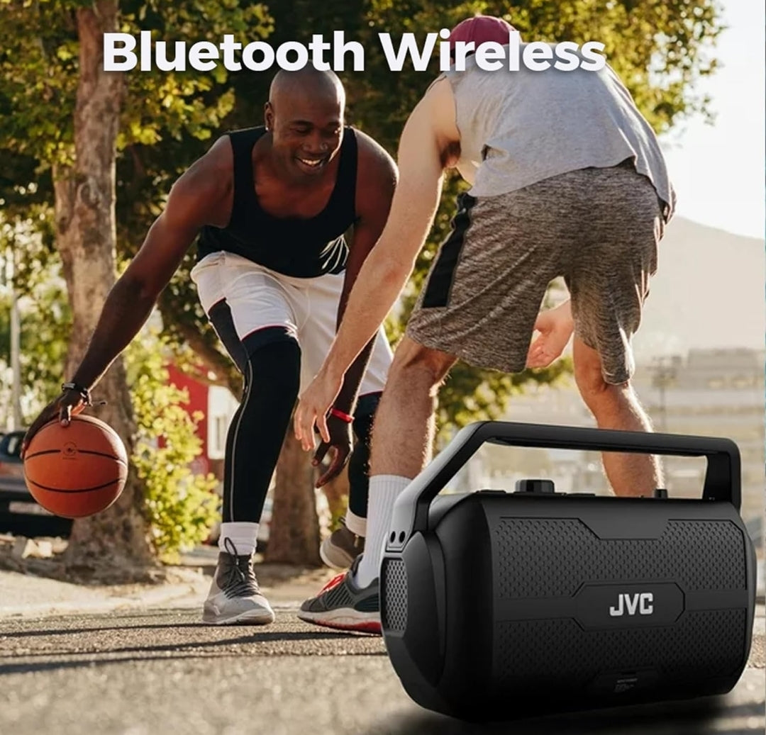 JVC Rover Draagbare Binne/Buite Bluetooth-luidspreker, 30 Watt Kragtige Klank, 30 Uur Battery, IPX4 Waterbestand, USB-poort en Mikrofoon-/Kitaarinvoer - XSS521PB (Swart)