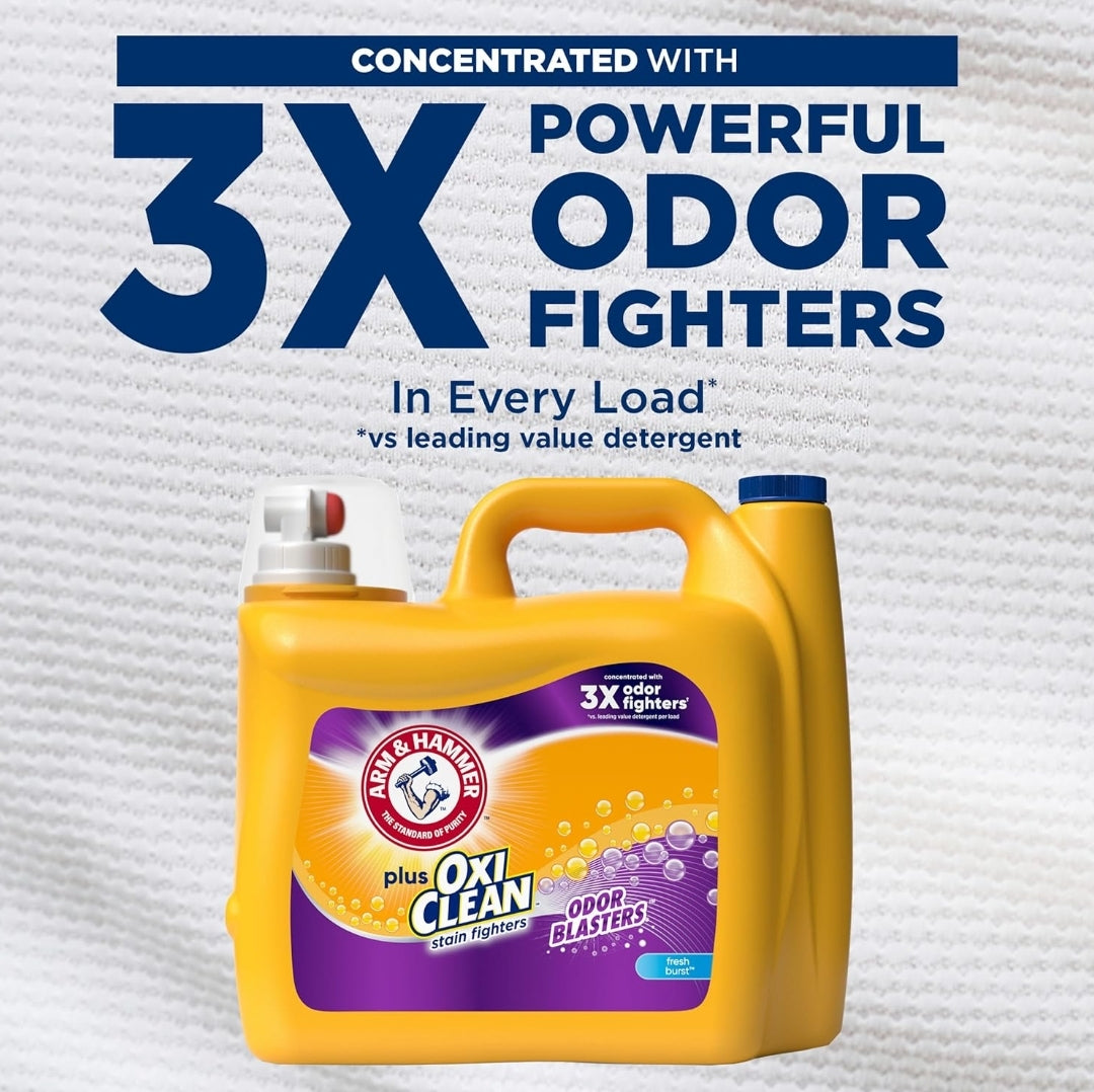 ARM & HAMMER Plus OxiClean Odor Blasters Fresh Burst, 128 Loads Liquid Laundry Detergent (166.5 Fl oz)
