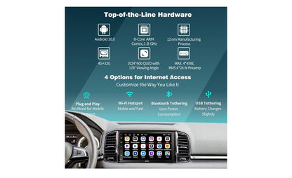 7" QLED-raakskerm Dubbel-DIN-motorstereo, draadlose CarPlay en Android Auto, ingeboude 4G LTE, dubbele Bluetooth, lewendige tru-aansig, Chat-AI