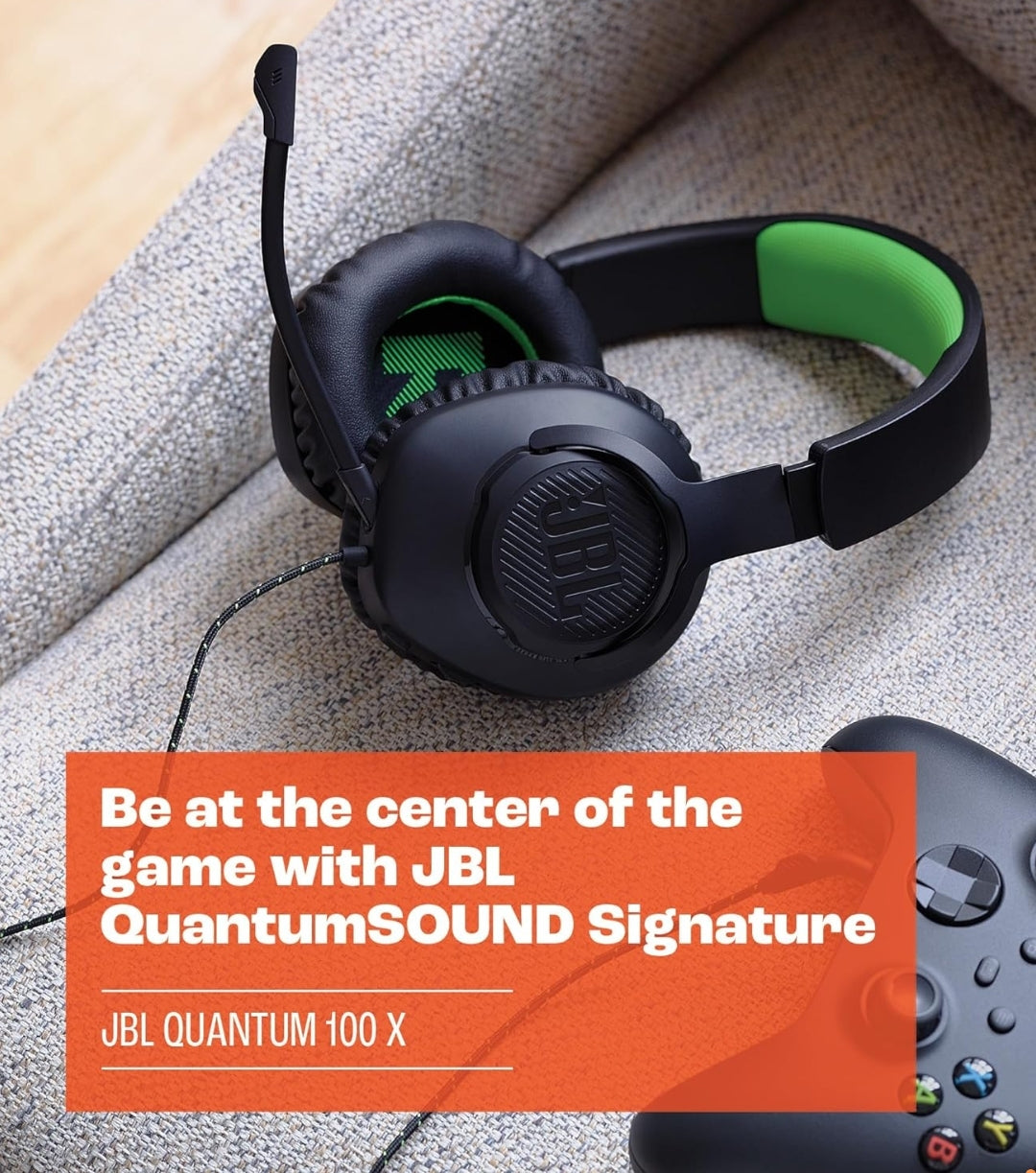 JBL Quantum 100X - Wired Over-Ear Gaming Headset with a Detachable mic - (Black)