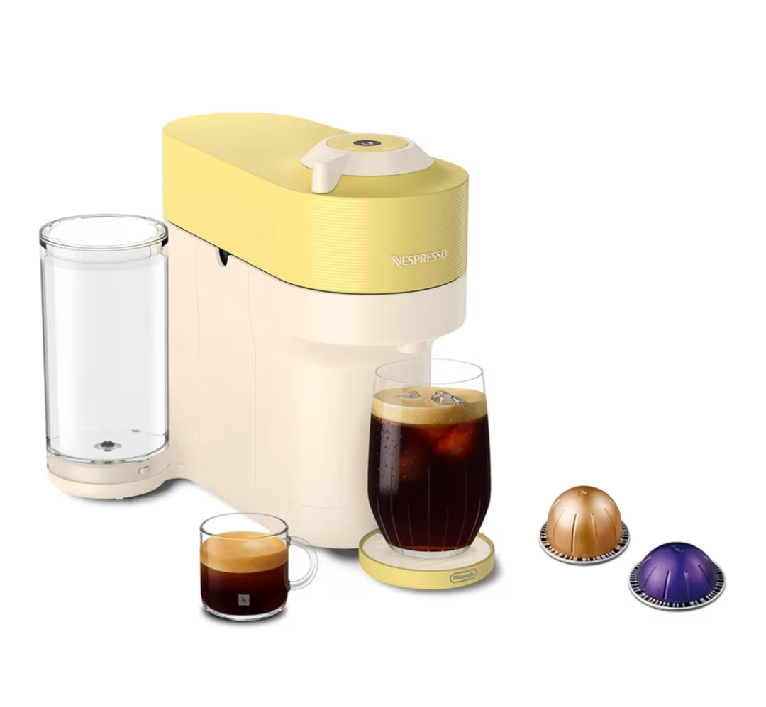Nespresso De'Longhi Vertuo Pop+ Koffie- en Espressomasjien Beperkte Oplage, deur De'Longhi - Pastelgeel