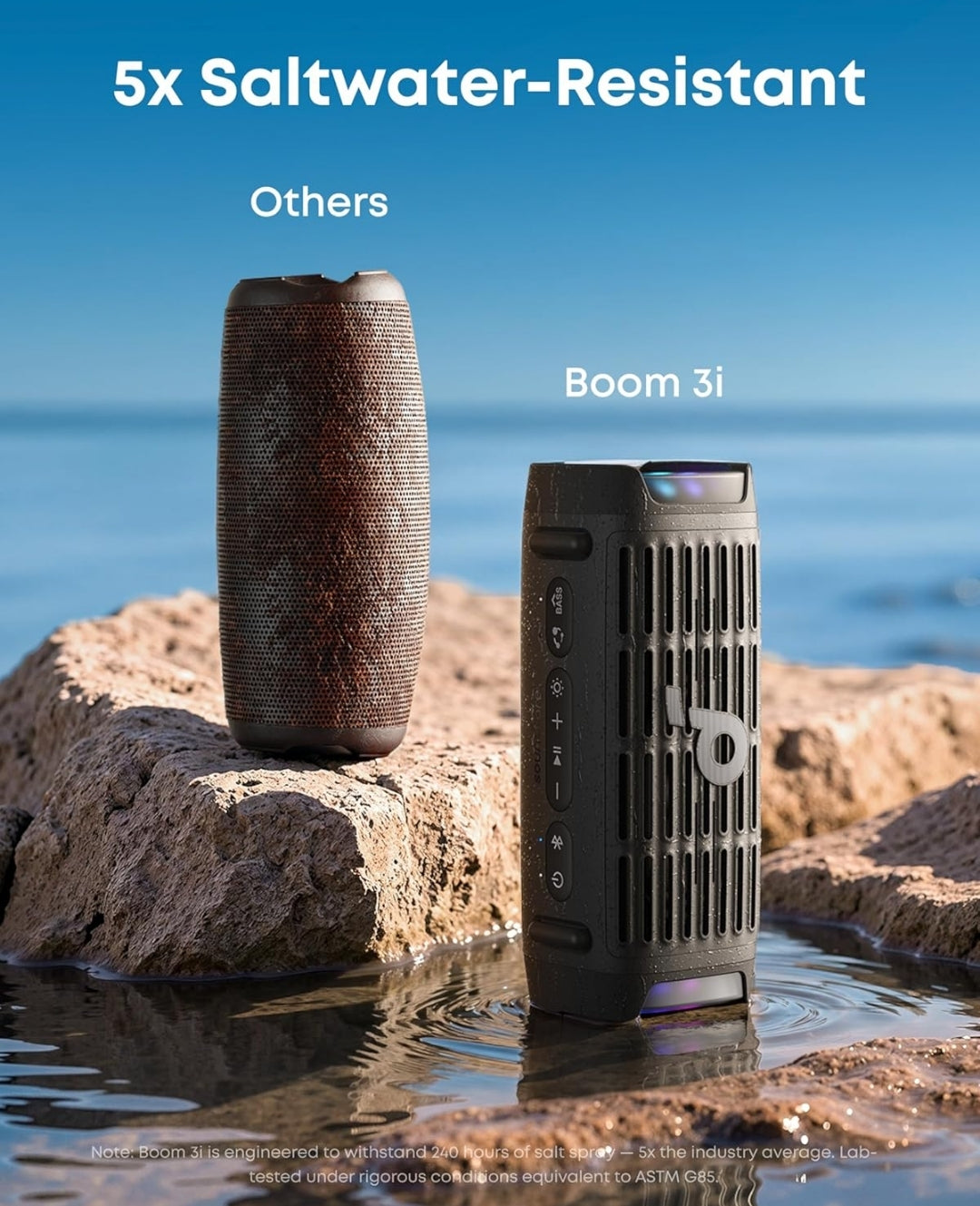 Soundcore Boom 3i by Anker, Rugged Outdoor Speakers, IP68 Waterproof, Floating Playback, Saltwater-Resistant, BassUp 2.0, 50W Portable Speaker, Bluetooth 5.3, 16H Playtime, TWS, Kayak/Fishing/Camping
