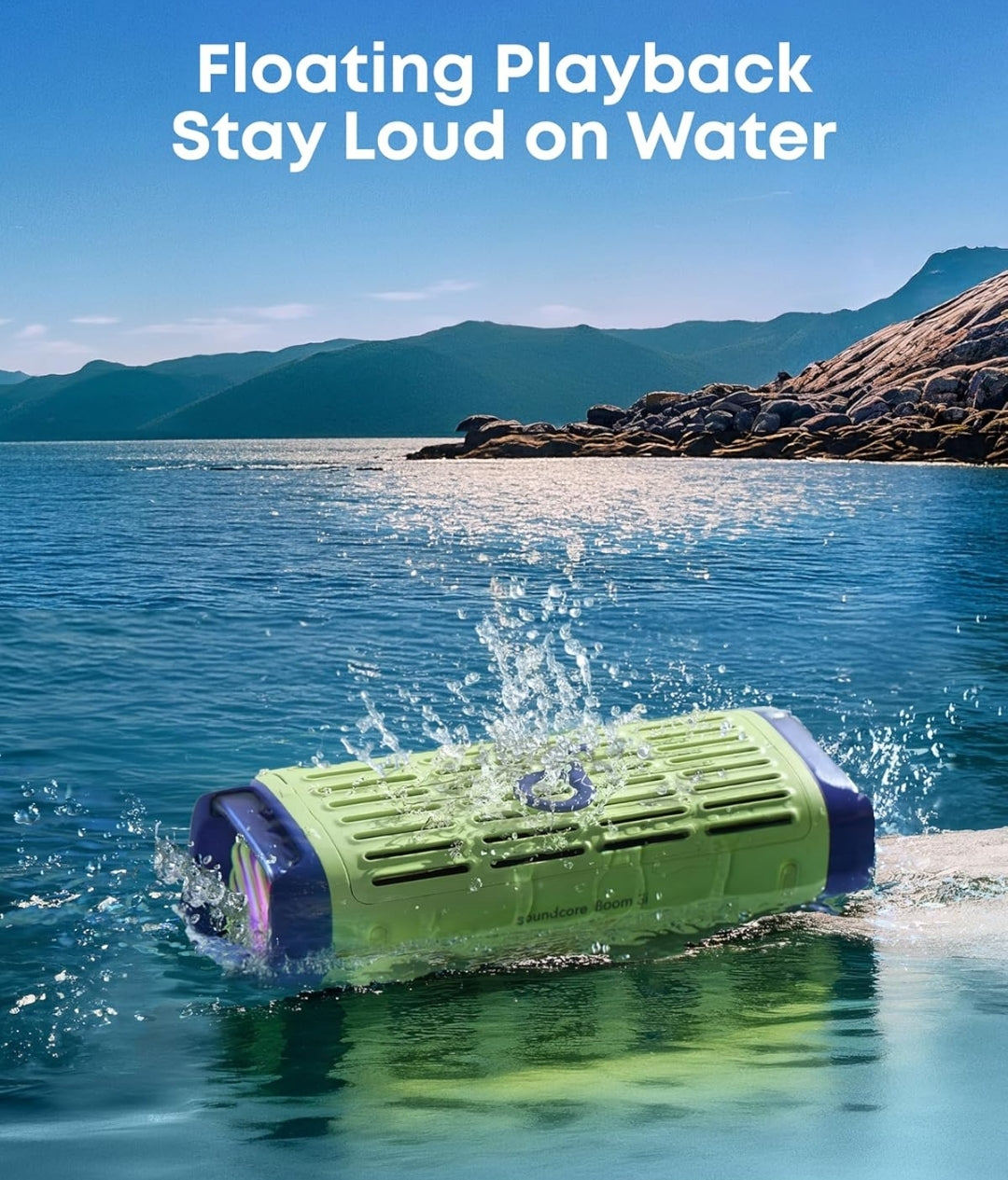 Soundcore Boom 3i by Anker, Rugged Outdoor Speakers, IP68 Waterproof, Floating Playback, Saltwater-Resistant, BassUp 2.0, 50W Portable Speaker, Bluetooth 5.3, 16H, TWS, Kayak/Fishing/Camping-Green